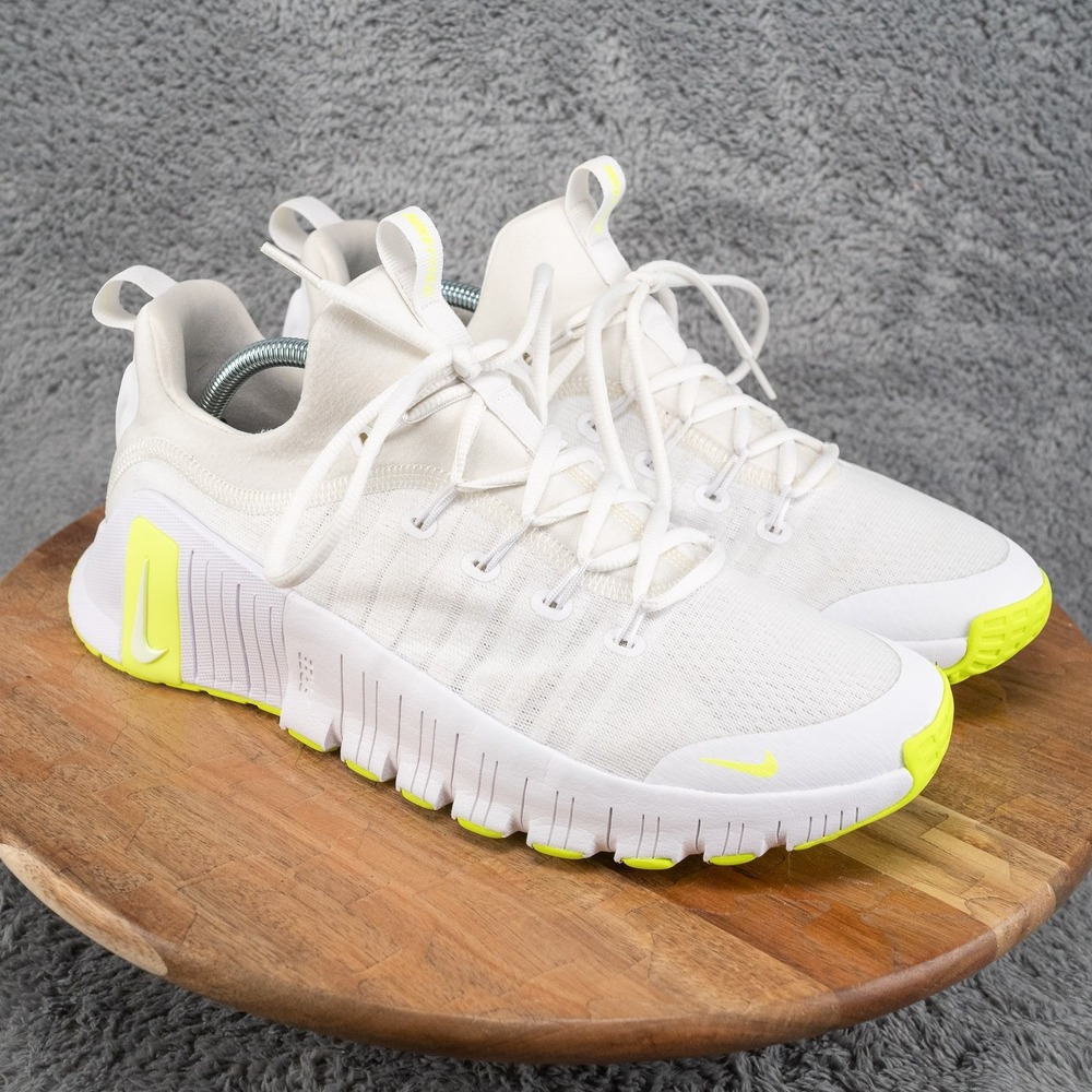 Nike Free Metcon 6 Men Size 10.5 White Volt Crossfit Training Shoes FJ7127-104